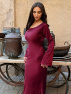 Long Sleeve Fitted Maxi Dress for Wedding Guests