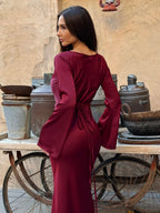 Long Sleeve Fitted Maxi Dress for Wedding Guests