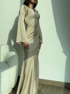 Long Sleeve Fitted Maxi Dress for Wedding Guests
