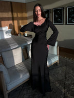 Long Sleeve Fitted Maxi Dress for Wedding Guests