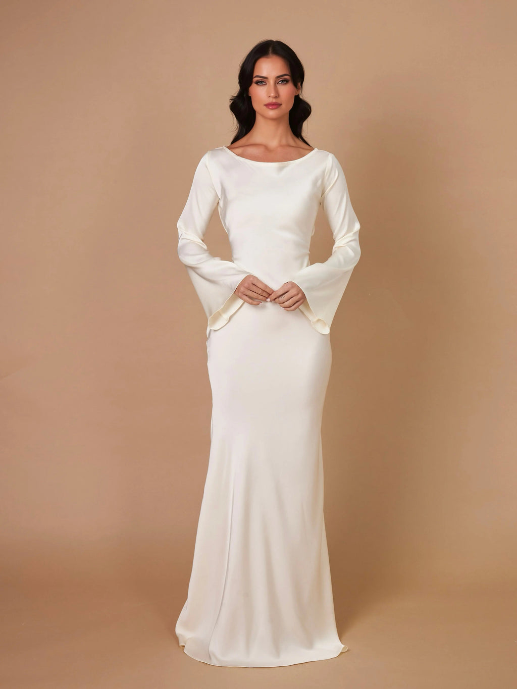 Long Sleeve Fitted Maxi Dress for Wedding Guests