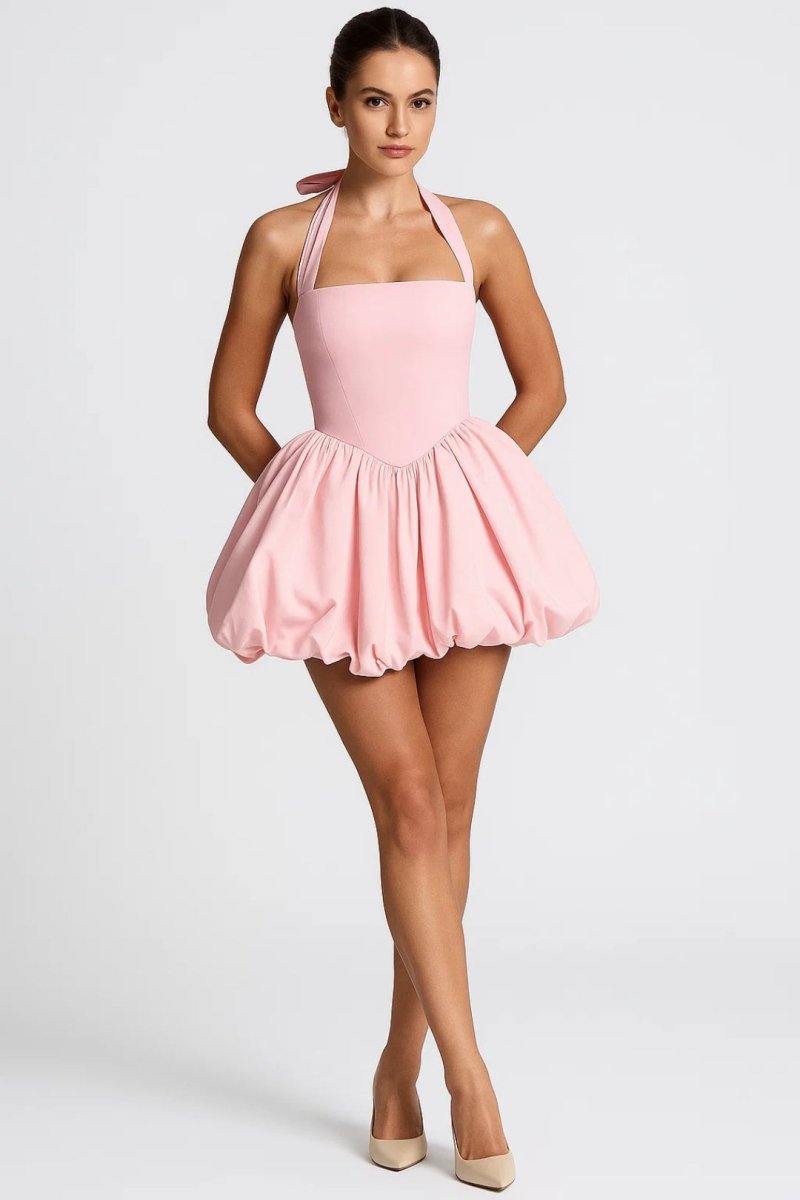 Light pink polka dot mini dress
