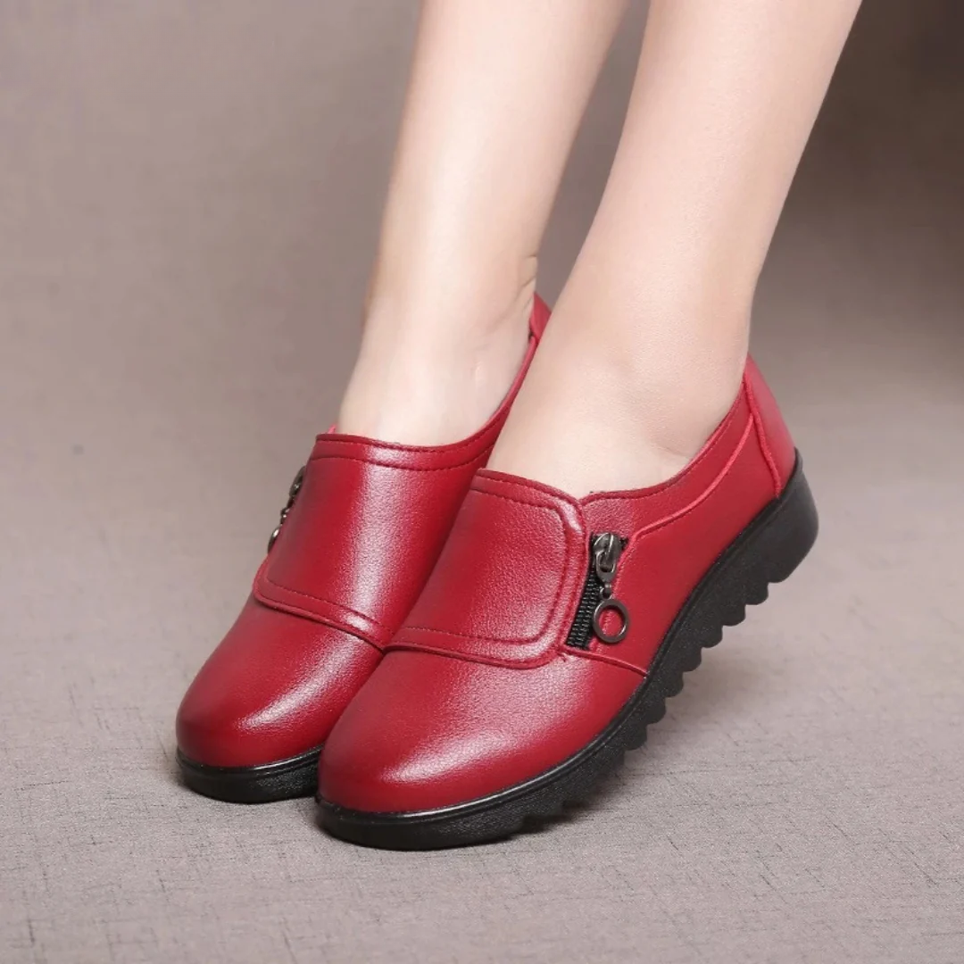 Red slip-on comfort shoes