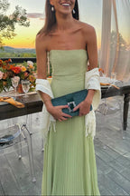 Pleated Maxi Dress Green side view