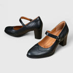 Mary Jane Block Heel Shoes with Ankle Strap