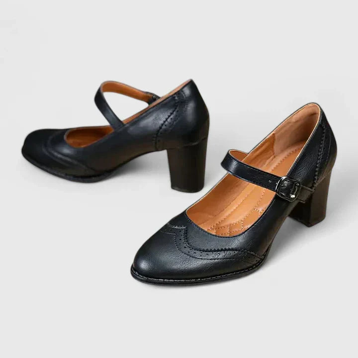 Mary Jane Block Heel Shoes with Ankle Strap