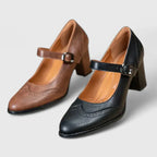 Mary Jane Block Heel Shoes with Ankle Strap