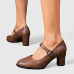 Mary Jane Block Heel Shoes with Ankle Strap