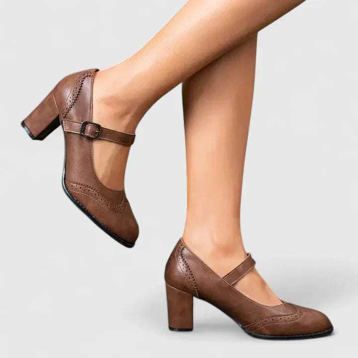 Mary Jane Block Heel Shoes with Ankle Strap
