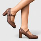 Mary Jane Block Heel Shoes with Ankle Strap