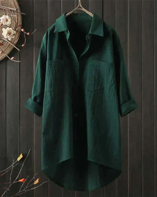Green button-down long sleeve blouse