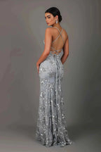 Sequin evening gown detail