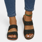 Black leather sandals