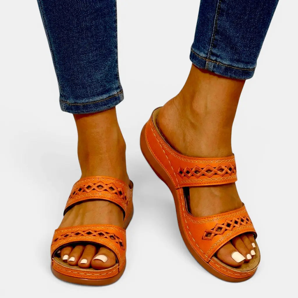 Orange leather sandals